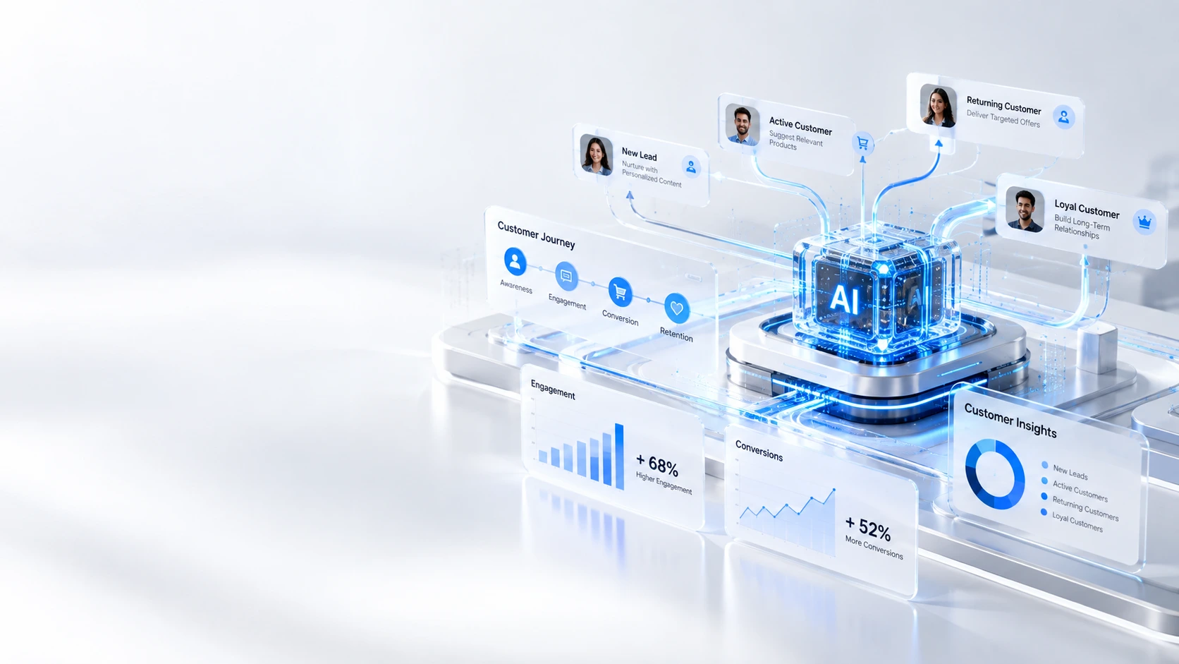 Marketing professional reviewing an automated customer journey in a modern office